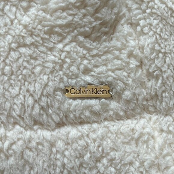 Calvin Klein Off White Zip Up Sherpa Vest Size 1X - Picture 6 of 8